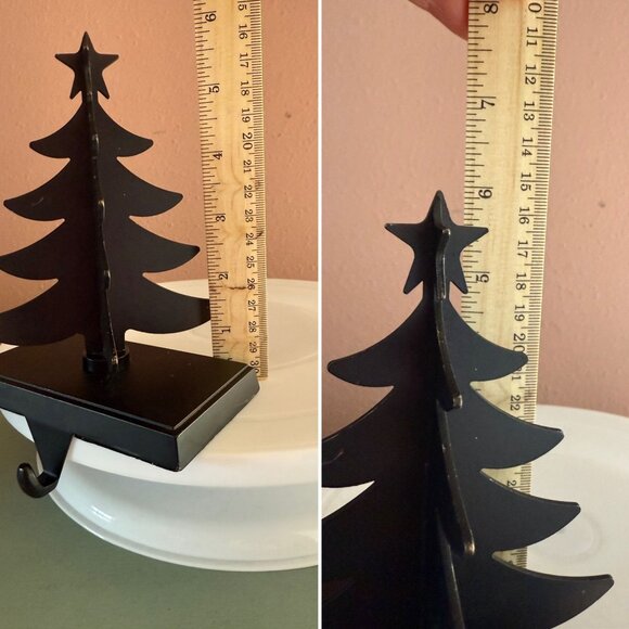 Set of 2 Cast Iron Christmas Tree Stocking Holders Black Matte Bronze Undertone - Picture 7 of 11
